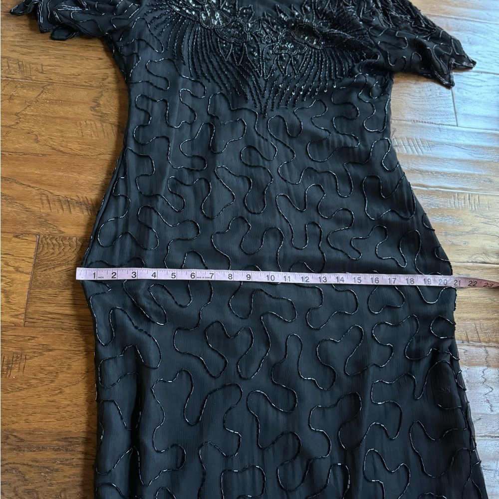 Vintage Lawrence Kazer Silk Black Beaded Gown - Picture 16 of 17
